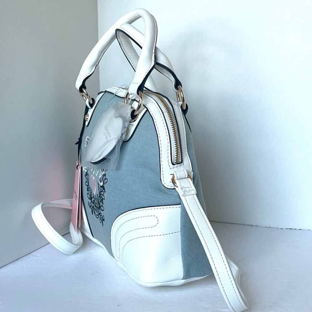 Juicy Couture Heritage Denim White Medium Satchel Crossbody Bag - Picture 5 of 8